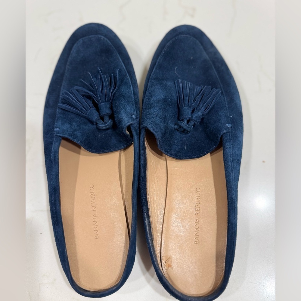 Banana Republic Navy Suede Tassel Loafers